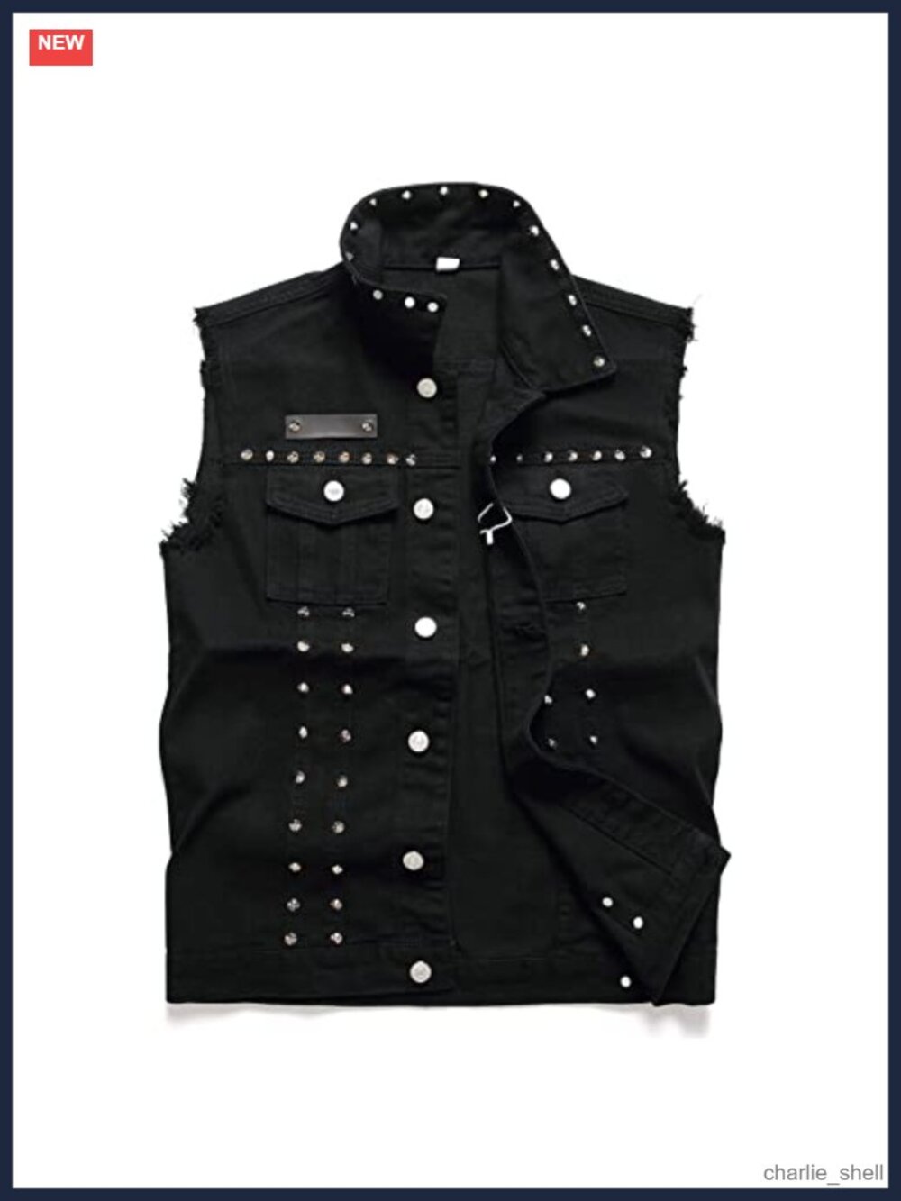 Men's Slim Fit Sleeveless Denim Vest with Lapel and Snap Button Front